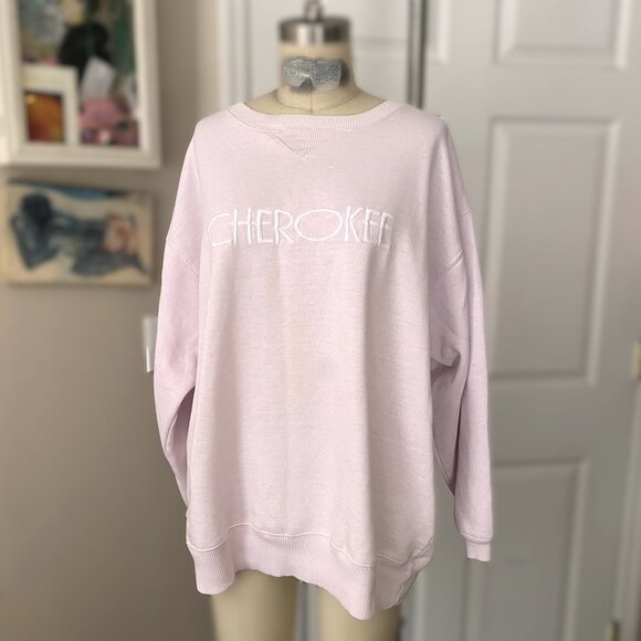 VINTAGE 1990s CHEROKEE Pastel PINK Oversized Sweatshirt sweater *X-LARGE* rare - Picture 1 of 5